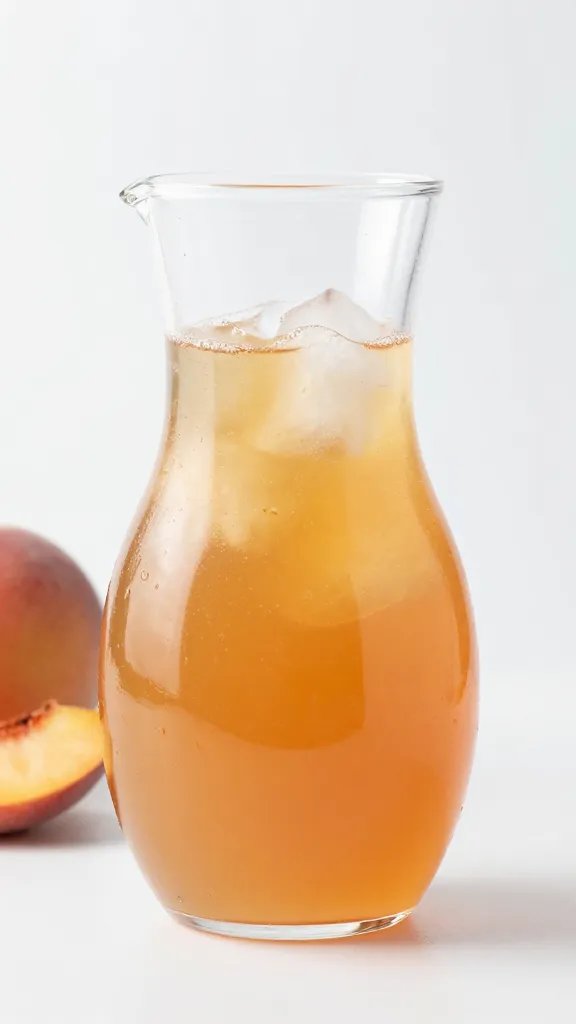 glass pitcher of peach iced tea concentrate