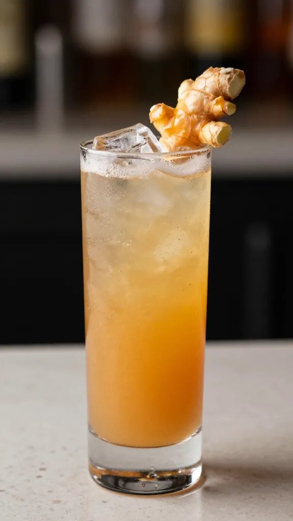 single garnish pick of candied ginger for mocktails