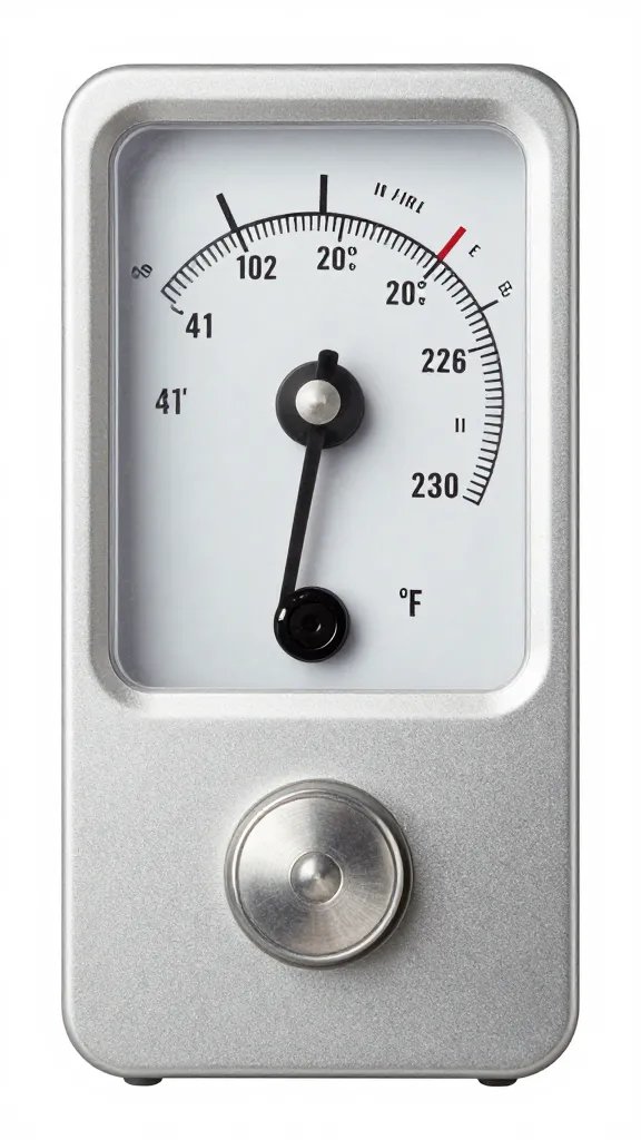 Instant-read thermometer reading 41°F in pulled pork