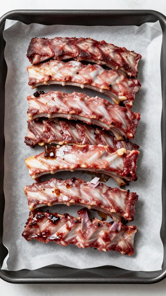 Single sheet pan lined with parchment, flash-freezing ribs