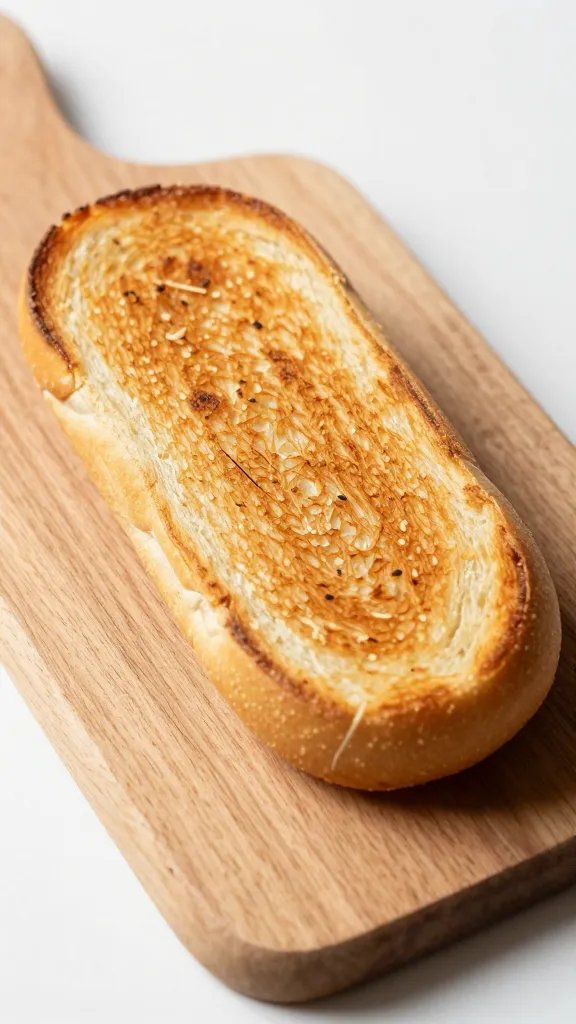 single toasted brioche bun on wooden board