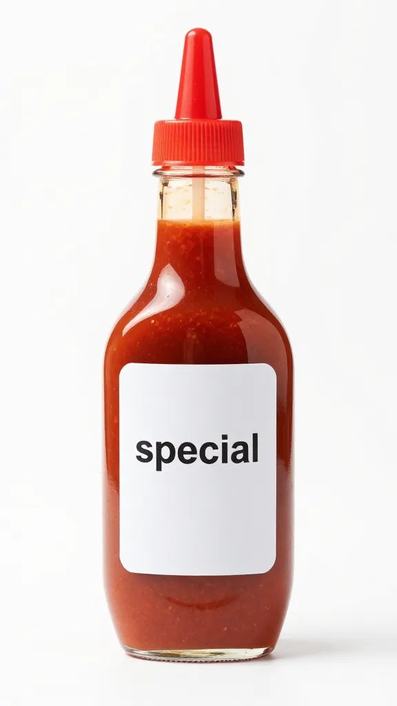 squeeze bottle of house sauce labeled “special”