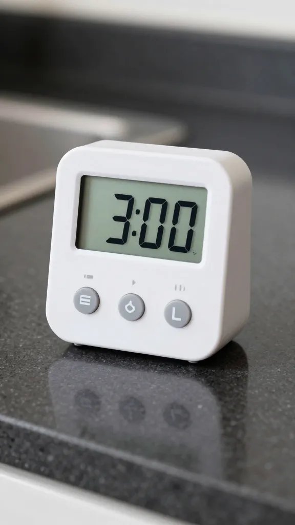 digital kitchen timer reading “3:00” on countertop