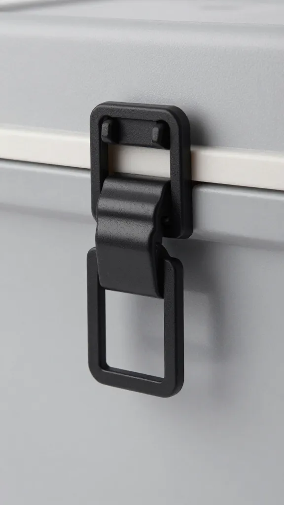 closeup of insulated cambro hot box door latch