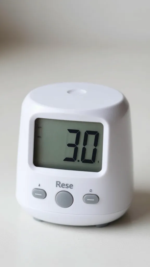 kitchen timer display set to 30-minute rest