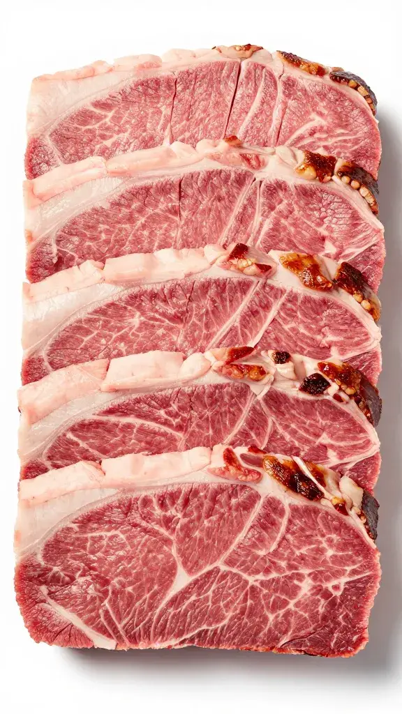 Cross-grain slices of tri-tip showing pink center