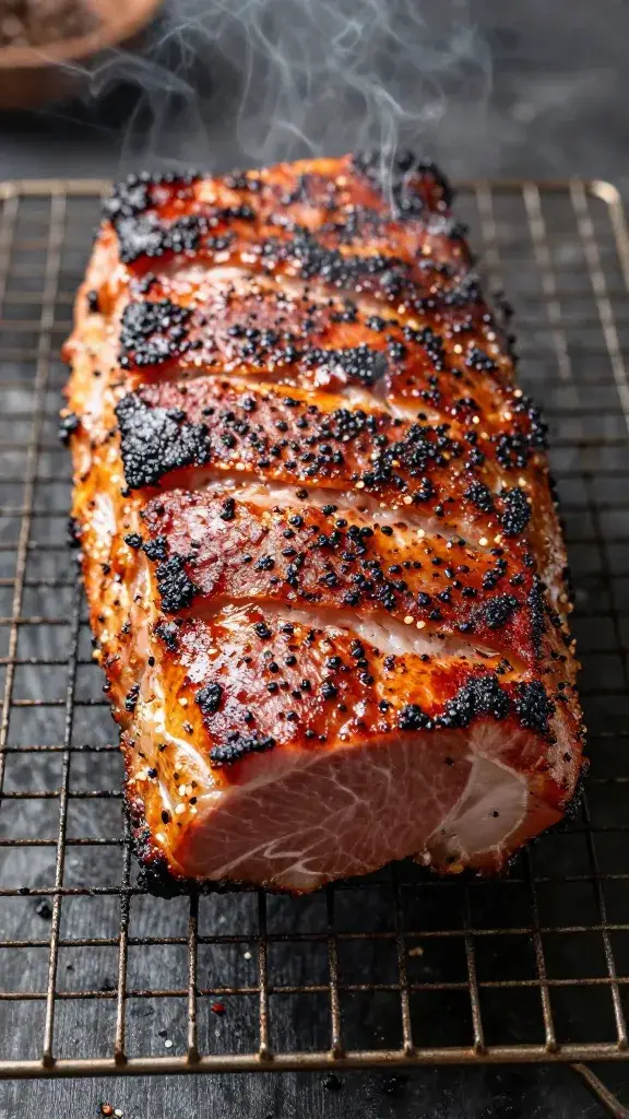 spice-rubbed pork shoulder on wire rack, pre-smoke