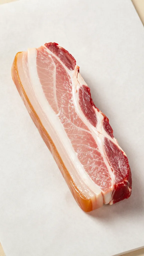 Crisp pork skin shard on butcher paper