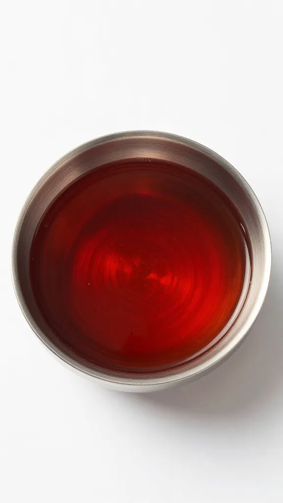 Stainless bowl of deep-red char siu marinade