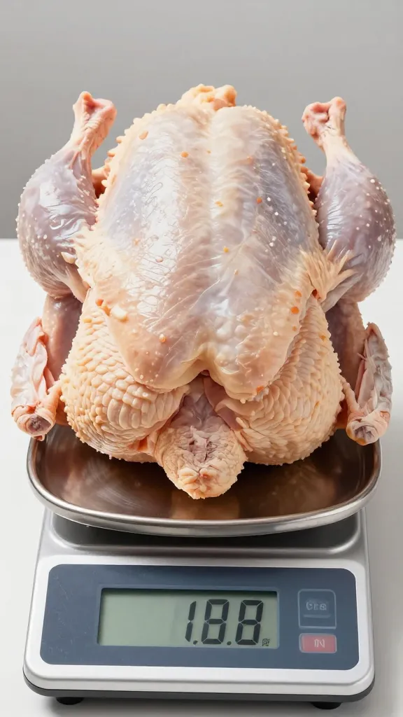 digital scale weighing raw chicken for 50 servings