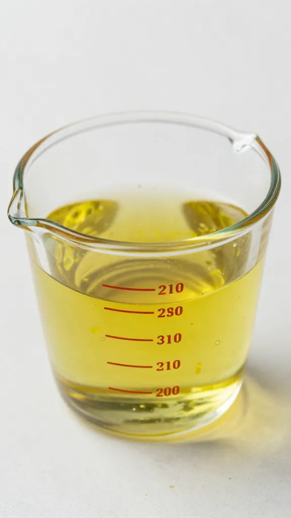 glass measuring cup of olive oil with lemon zest