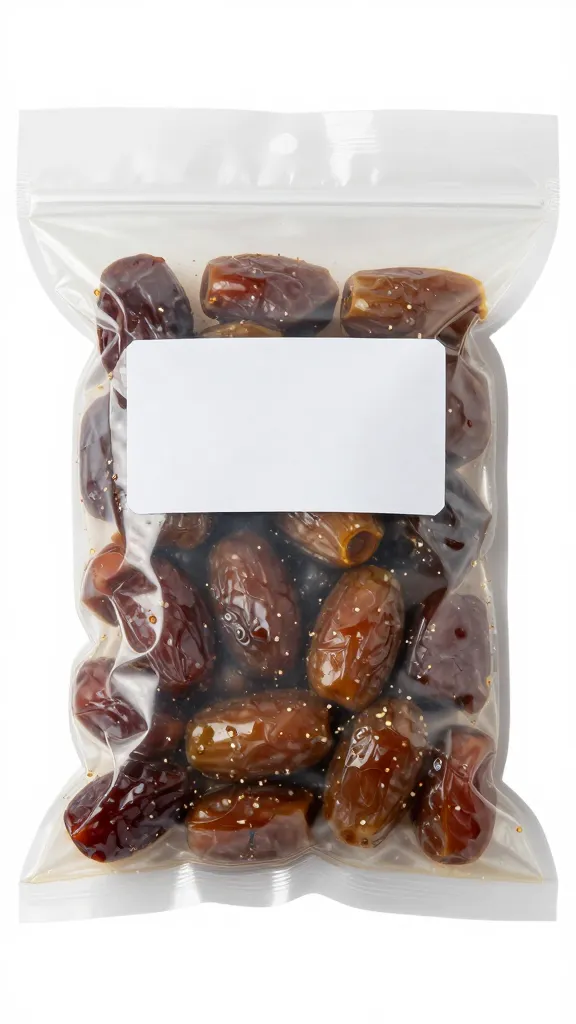 Labeled freezer bag of marinated kalbi, date visible