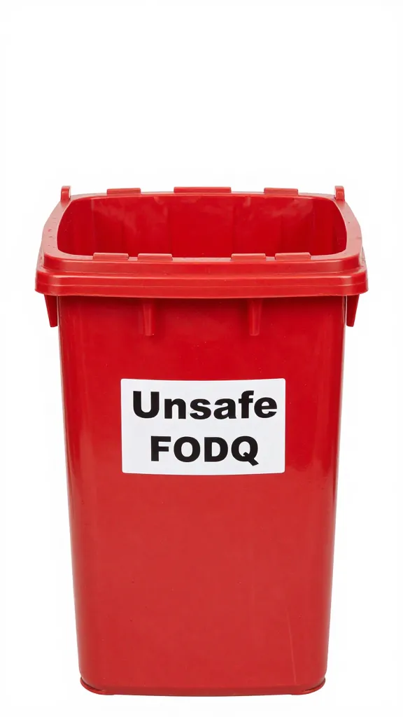 labeled red discard bin for unsafe BBQ food