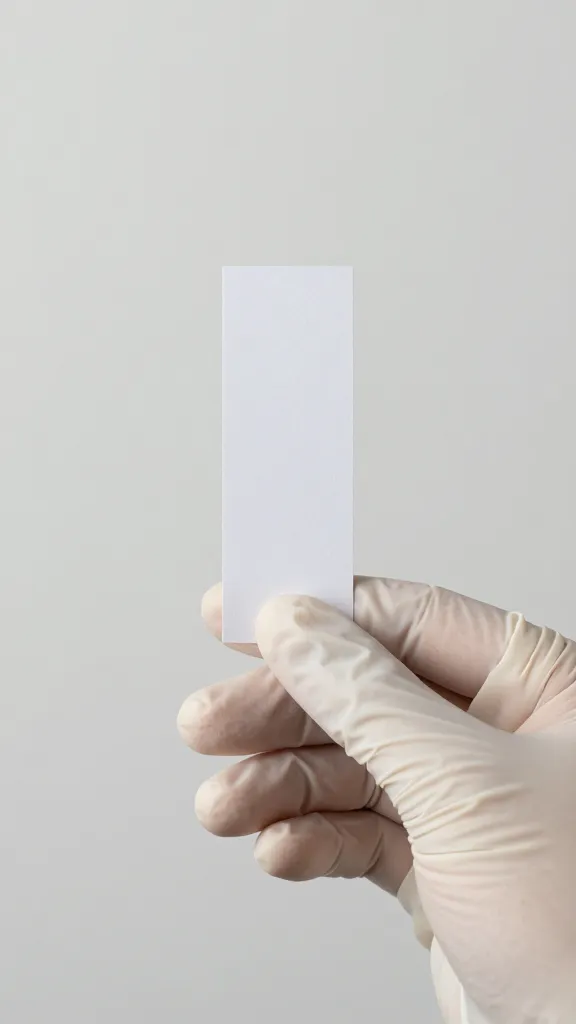 disposable nitrile-gloved hand holding time-stamped label