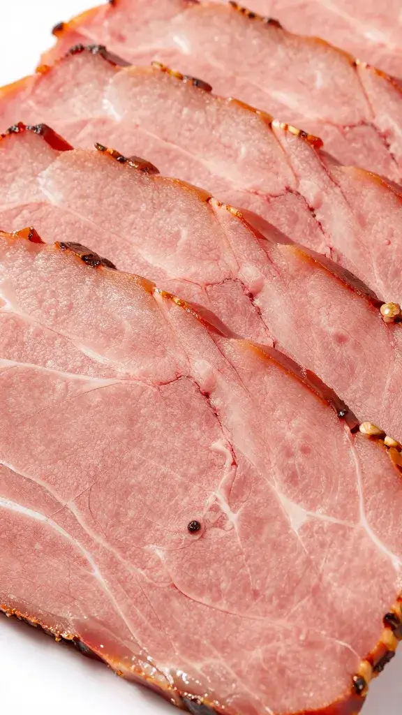 closeup of pencil-thin brisket slice showing across-grain cut