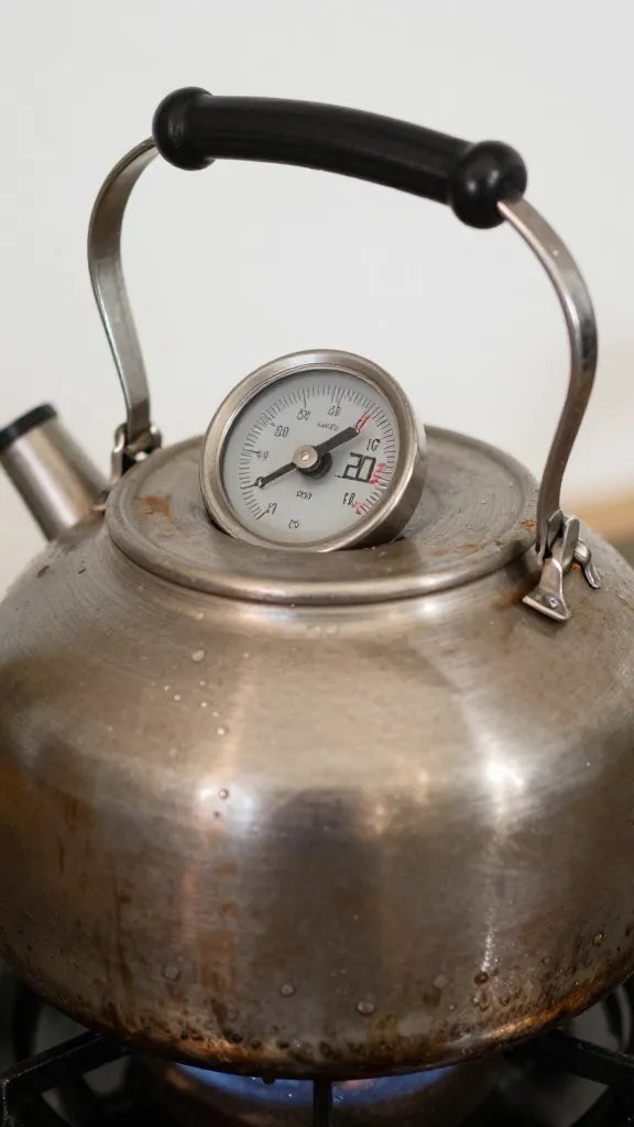 wind-blocked kettle grill lid thermometer at 250°F