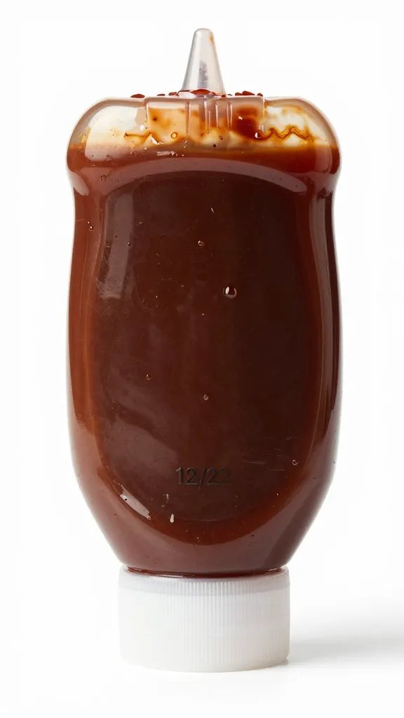 squeeze bottle of barbecue sauce labeled “12/22”