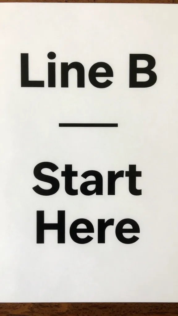Printed buffet sign: “Line B — Start Here”