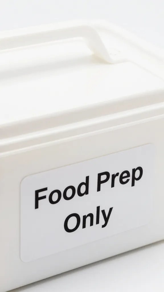 Disposable glove box labeled “Food Prep Only” closeup