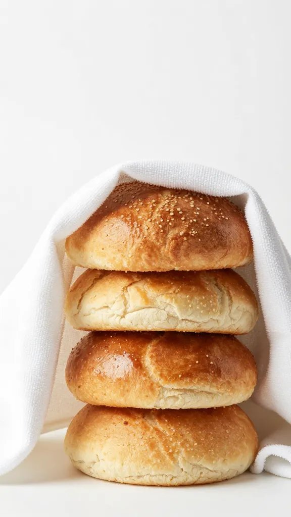 foil-wrapped stack of brioche buns in warming towel