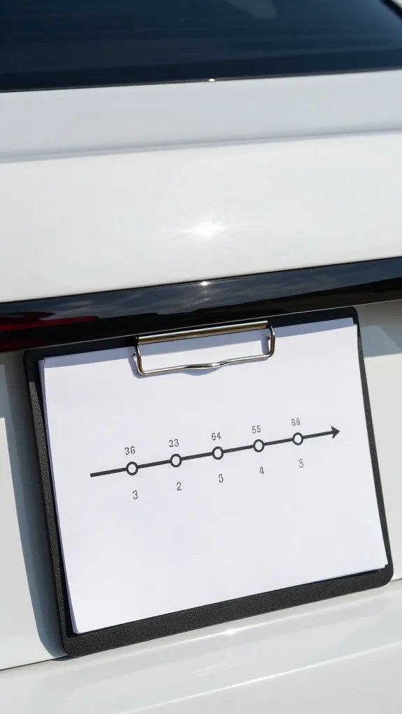 laminated tailgate timeline clipped to clipboard closeup