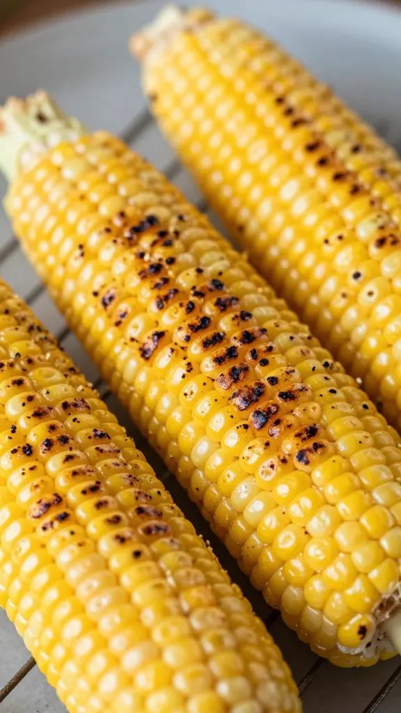 buttered corn on the cob with grill marks