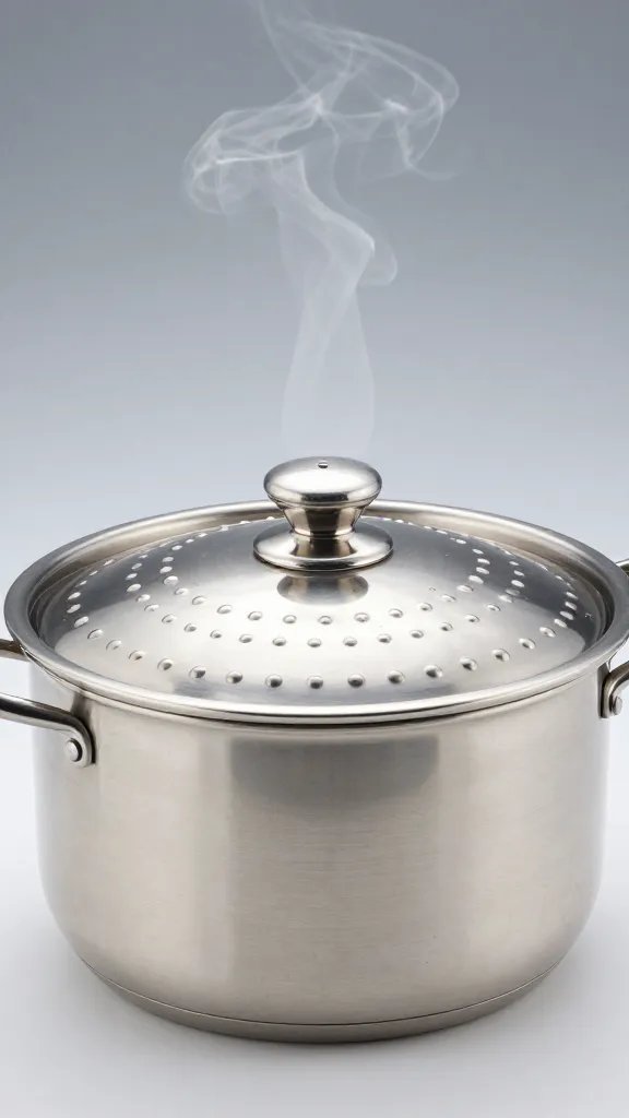 stainless stockpot lid beaded with chakalaka steam
