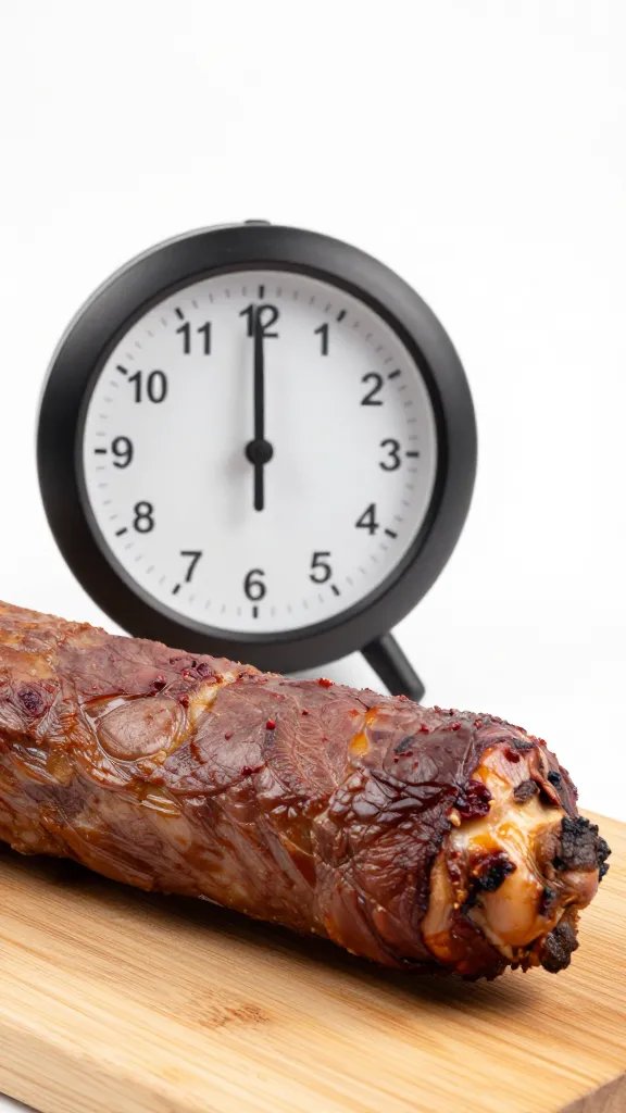 Timer displaying 12 minutes beside resting boerewors