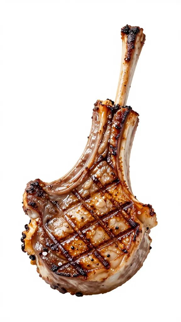basted lamb chop with visible grill marks