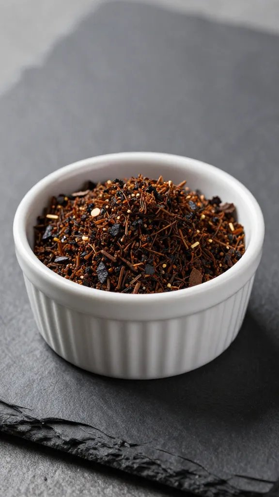ramekin of dry braai rub on dark slate
