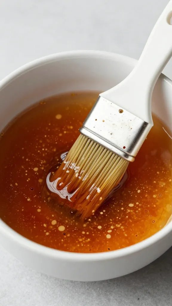 bowl of chili-garlic marinade with basting brush