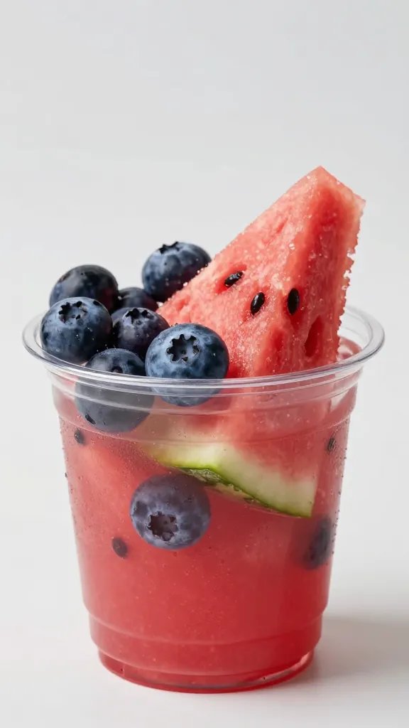 individual fruit cup with watermelon and blueberries
