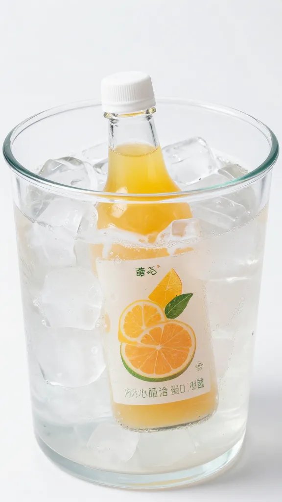 ice-filled beverage tub holding one labeled juice box