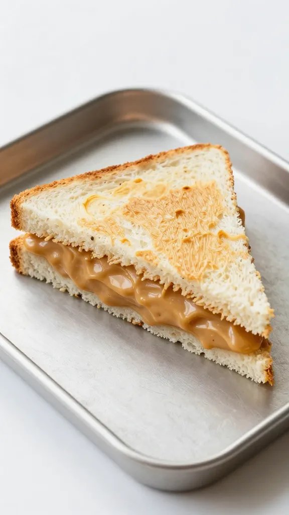 single sunflower butter sandwich triangle on tray