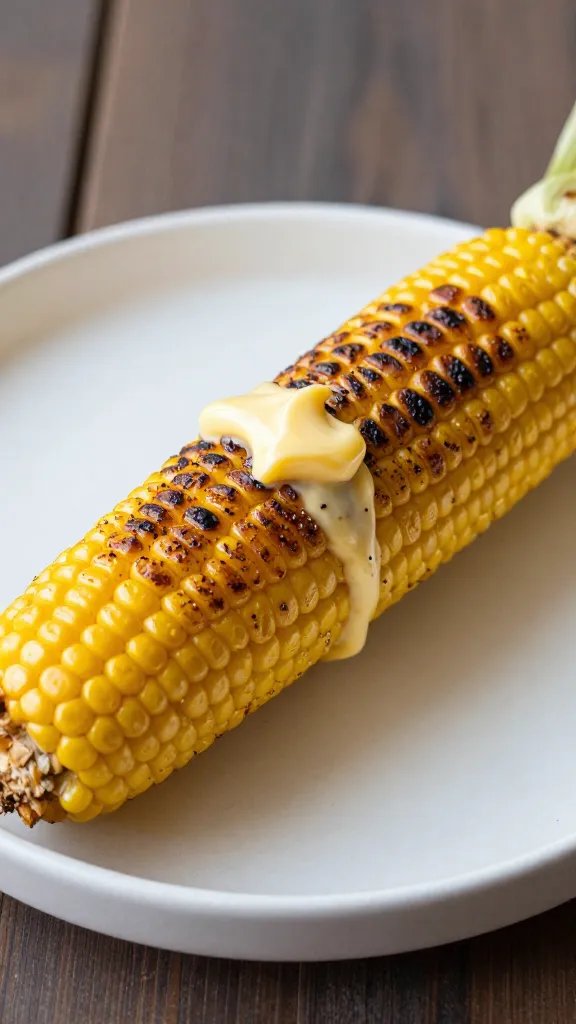 smoky grilled corn on the cob brushed with vegan butter