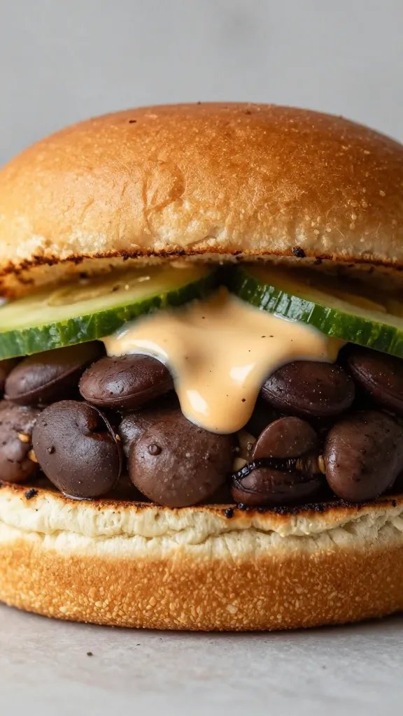 black bean burger on brioche with chipotle mayo