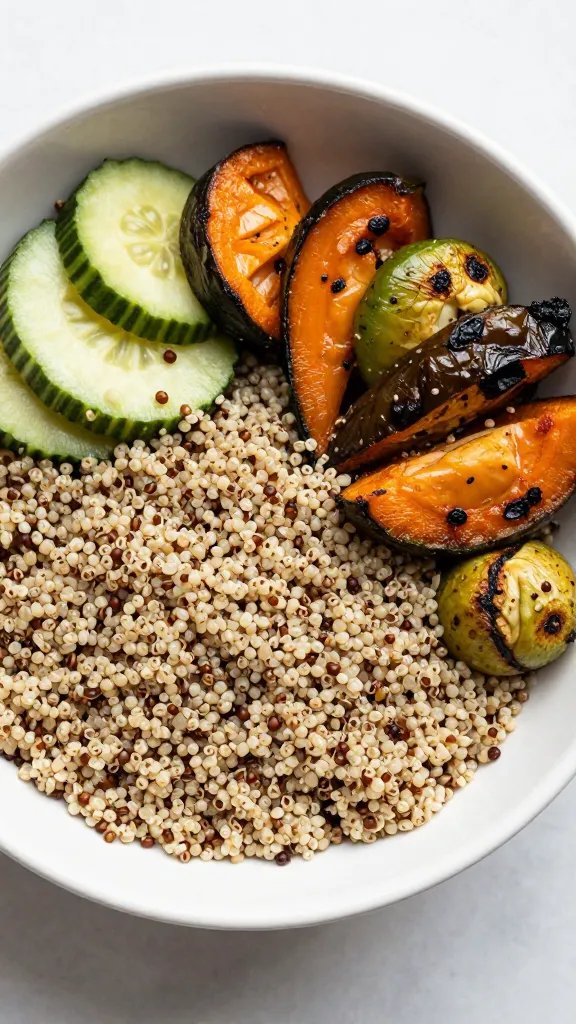 quinoa salad bowl with roasted vegetables