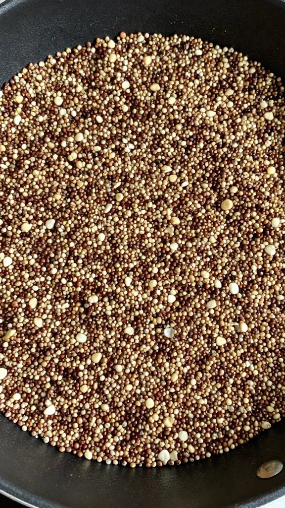 closeup of quinoa grain salad in half hotel pan