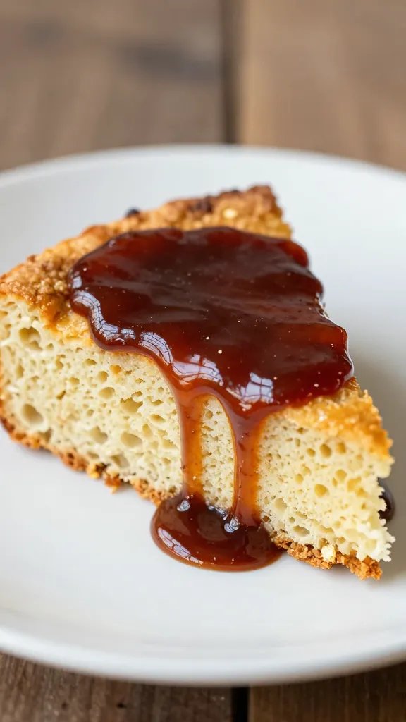 cornbread slice drizzled with bbq pan drippings