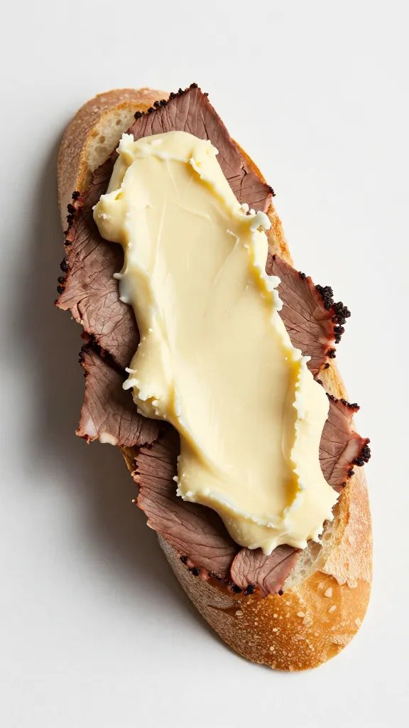 baguette slice topped with brisket-fat whipped butter