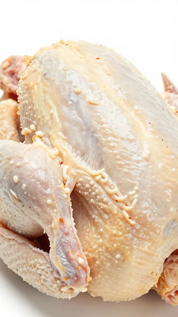 Whole chicken, air-chilled, skin texture closeup
