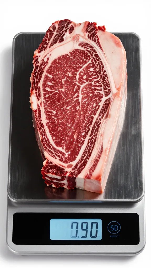 Digital scale displaying trimmed brisket weight