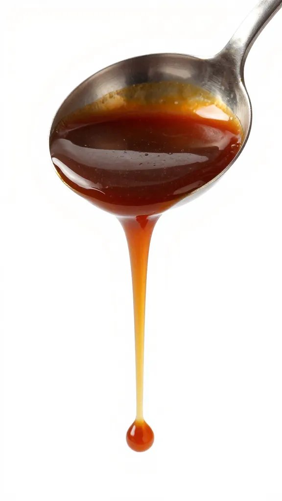 single ladle dripping thick BBQ sauce