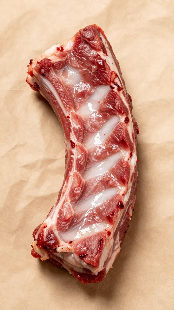 single sauced pork spare rib on butcher paper