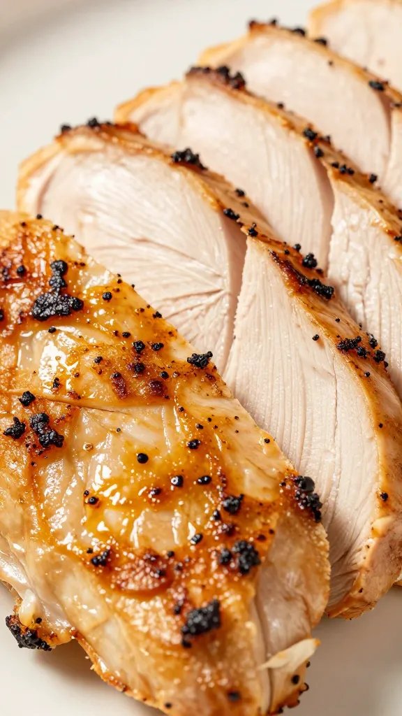 closeup of dry-rubbed turkey breast slices