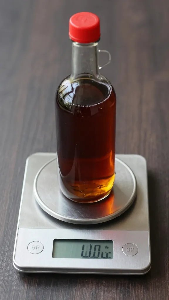 Digital scale weighing vinegar for sauce