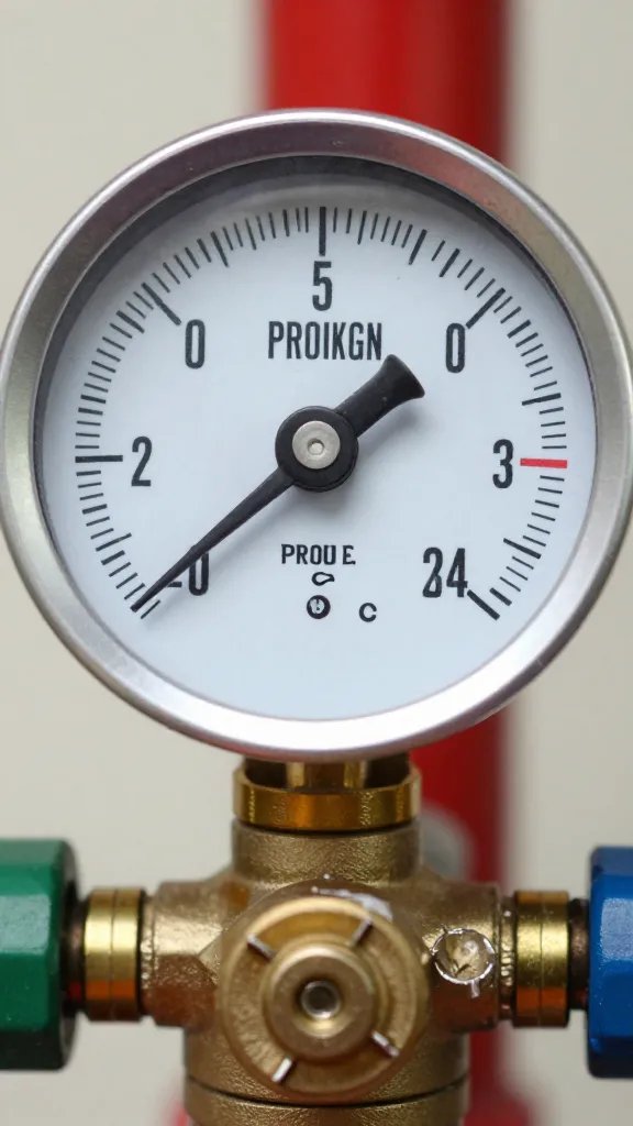 propane regulator gauge needle, tight closeup