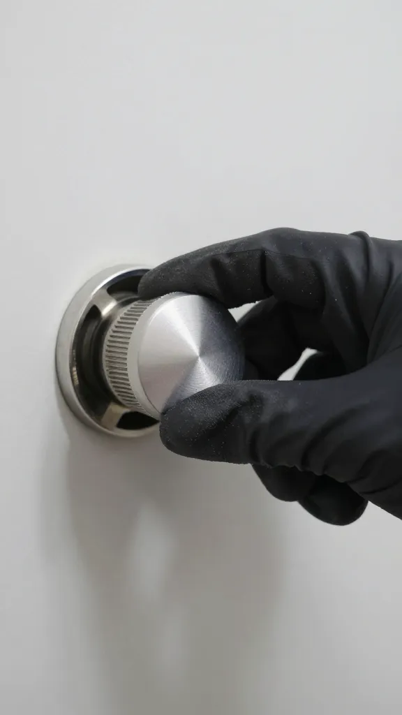 gloved hand adjusting smoker intake damper knob