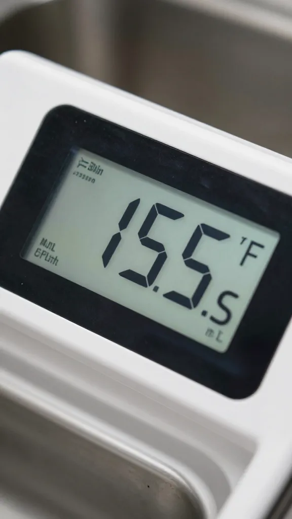 closeup of digital sous vide controller reading 155°F