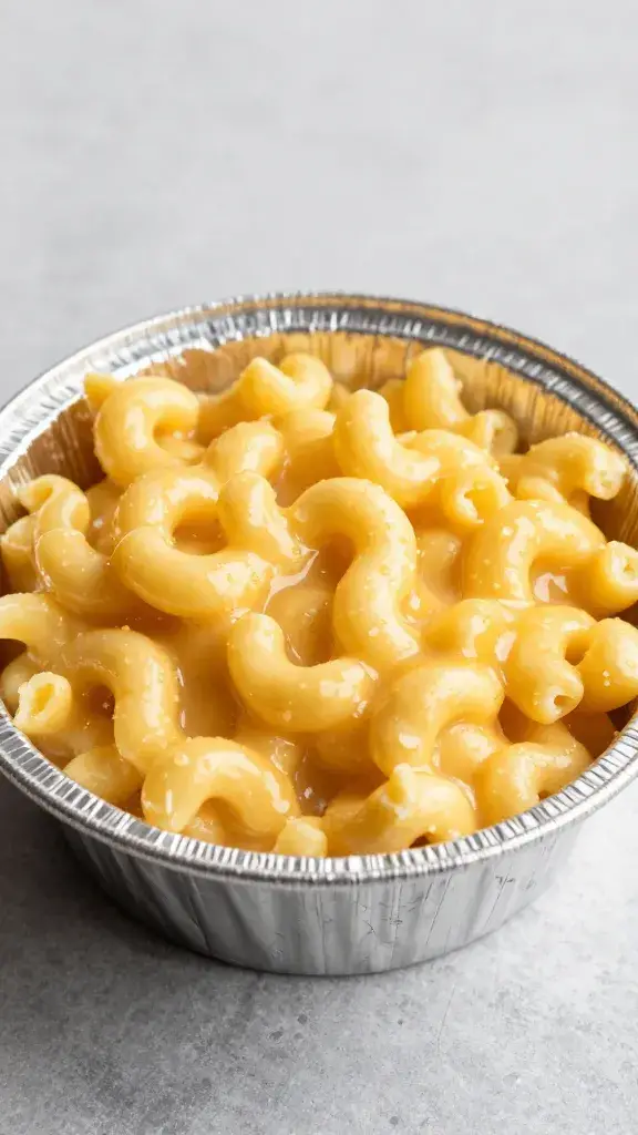 disposable aluminum half pan of mac and cheese